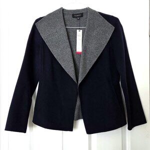 Talbots Navy Blue Double-Face Wing Collar Wool Jacket
